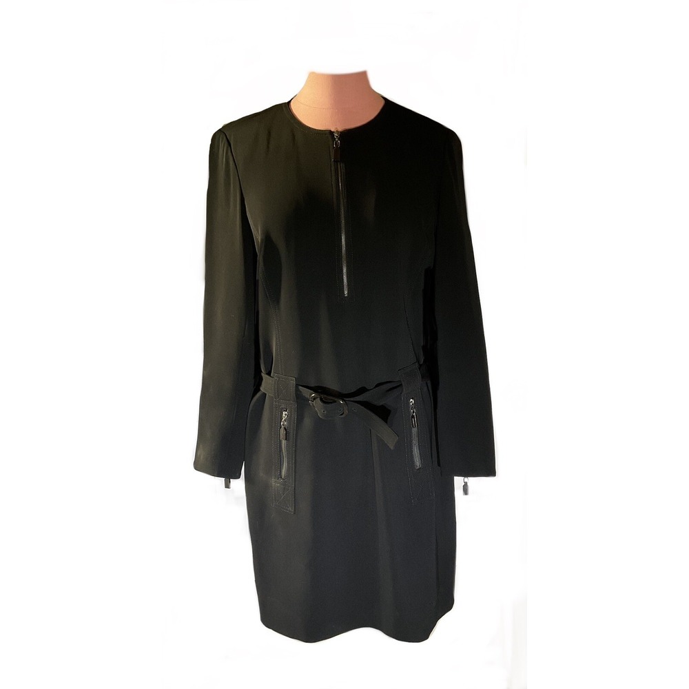 Worth Petites Retro Dress Size 8 Black With Zipper Accents